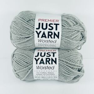 Premier JUST YARN WORSTED 109 yards (2 Skeins) GREY Crochet Medium 4 NEW